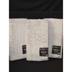 Hotel Style Faux Fur Memory Foam Bath Mat Silver Grey 18x27 Skid Resistant NEW 3